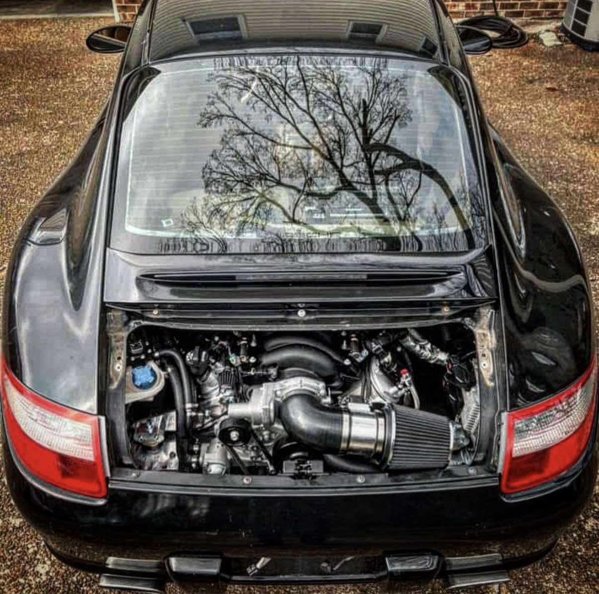 LS-swapped Porsche 996 or 997 rear view