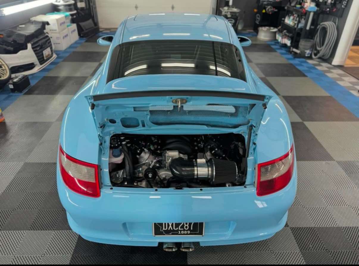 LS engine installed in customer Porsche rear view